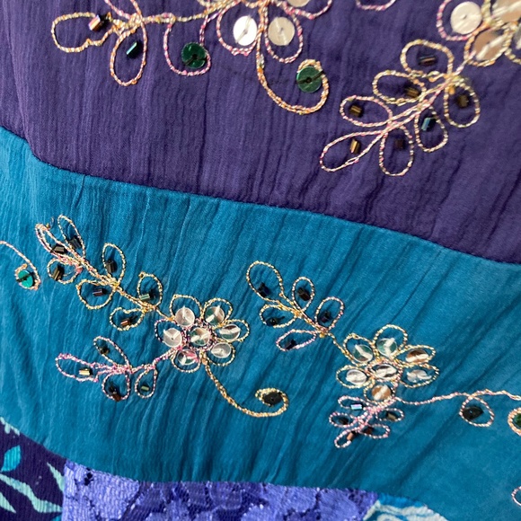 Embellished Tank Top w Flared Mixed Media Lace SIZE L - Picture 7 of 12